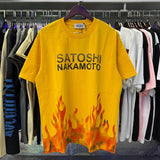 Wholesale american retrosatoshi hot diamond letters ripped washed distressedloose short sleeve t-shirt