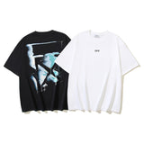 European and american spring/summer ow gradient arrow graphic crew neck short sleeve t-shirt