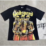 high version gods short sleeve heavy weight washed fog high street skull pure cottonprinting round