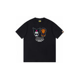 Top-tier! sanrio ou family summer bape seamless crewneck g pure cotton short-sleeve t-shirt for men