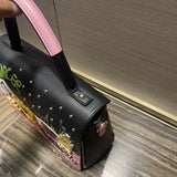 Chh Chrome Heart Leather Bag Las Vegas Themed Embroidered Tote