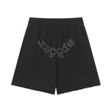 Spder hip hop singer youngthug foam letter couple short-sleeved t-shirt full of diamonds shorts