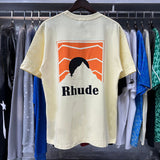 Rhude T Shirts Sunset Printing Cotton Casual Short Sleeve Men and Women