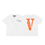 Cross-border supply large v letter lne cherry blossom short half-sleeve sketch embroidery lip print graffiti print short