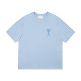 Am short-sleeve macaron color heart embroidery pure cotton loose summer fashion t-shirt crew neck top