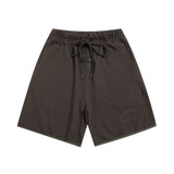 essential double line fog shorts icon laminated stereo letter round neck couple pullover