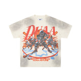 Ss street duaa retro washed and distressed hot-drilled ripped short-sleeved t-shirt