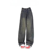 Unisex Jeans Straight Jeans Spring and Autumn Vintage Loose Pleated Wide Leg Pants