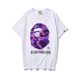 cross-border wholesale japanese style camouflage shark tiger head ape color matching luminous short-sleeved couple loose