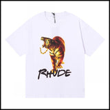 Export wholesale niche american fashion rhu flag floralsprinting double yarn pure cottoncasualloose couple short-sleeved t