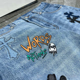 CHH Chrome Hearts Jeans Metal Logo Decoration