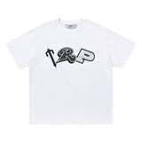 trap gradient letter tiger head short sleeve european and american high street trap star printing t-shirt loose s