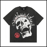 Hs american high street retro washed portrait short-sleeved t-shirt long sleeves sweatshirt hoodie