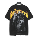 high version gods short sleeve heavy weight washed fog high street skull pure cottonprinting round