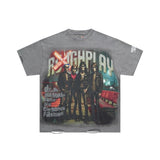 Wholesale american retro rugged play gorilla print t-shirt - distressed, ripped, faux two-piece short sleeve