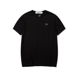 Kawakubo plaloveembroider short-sleeved pure cotton red heart eyes couple t-shirty long sleeves shirt taobao ling