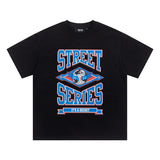 trap gradient letter tiger head short sleeve european and american high street trap star printing t-shirt loose s