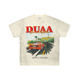 Ss street duaa retro washed and distressed hot-drilled ripped short-sleeved t-shirt