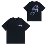 Summer running volume stussy short-sleeved t-shirt dice black eight ice cream comfy basics american couple summer t