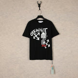 【eu size】authentic off-white print watercolor splatter gradient arrow graffiti ow short sleeve couple tee