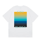 casa casablanca short-sleeved fantasy door letter logo printingstylish round neck short-sleeved t-shirt