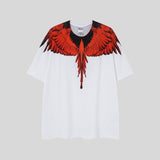 mb short-sleeved python lion head colorful feather wings t-shirt european and american loose couple