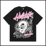 Hs american high street retro washed portrait short-sleeved t-shirt long sleeves sweatshirt hoodie