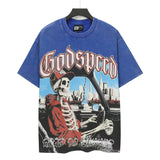 high version gods short sleeve heavy weight washed fog high street skull pure cottonprinting round