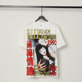 American valley washed distressed printing short-sleeved t-shirt valeforever hoodie sweatshirt long