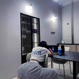 trap gradient letter tiger head short sleeve european and american high street trap star printing t-shirt loose s