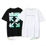 Wholesale off short sleeve ow dissolved arrow gradient starry sky splash ink t-shirt yellow tape warning line love