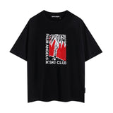 Summer trendy short-sleeve tee with back logo print - couple's fashion