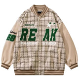 Unisex Baseball Jersey Plaid Baseball Jacket Jacket Loose Spring and Autumn