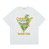 casa casablanca short-sleeved fantasy door letter logo printingstylish round neck short-sleeved t-shirt