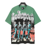Cross-border foreign trade high version gods short-sleeved heavy weight washed fog high street skull pure cotton printed round