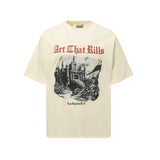 Gallery european and american couple wear plus size fried color washed short-sleeved t-shirt youth tee