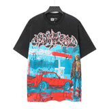 Cross-border wholesale high version gods short-sleeved heavy weight washed fog high street skull pure cotton printed round