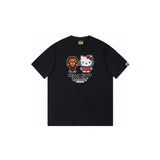 Top-tier! sanrio ou family summer bape seamless crewneck g pure cotton short-sleeve t-shirt for men
