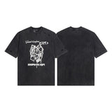 Erd melancholic rich second generation short-sleeved portrait sketch graffiti cross-border new high street loosecasual print