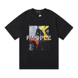 Purple br@nd comfy basics letter logo printing short-sleeved fog american street t-shirt