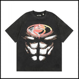 Hs american high street retro washed portrait short-sleeved t-shirt long sleeves sweatshirt hoodie