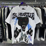 Meichao life husters masked tattoo angel print hotfix rhinestone lettering oversized casual short sleeve t-shirt