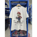 Saint michael co-branded skull letter high street retro washed distressed loose round neck short-sleeved t-shirt