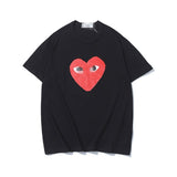 Kawakubo plaloveembroider short-sleeved pure cotton red heart eyes couple t-shirt y star style long sleeves shirt