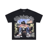 Los angeles american style harmony print hotfix rhinestone washed vintage distressed loose fit 100% cotton short sleeve t-shirt