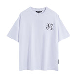 Summer trendy short-sleeve tee with back logo print - couple's fashion