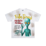 American retro valeforever washed & distressed hotfix rhinestone cotton short sleeve high street star t-shirt