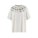 Saint michael co-branded skull letter high street retro washed distressed loose round neck short-sleeved t-shirt