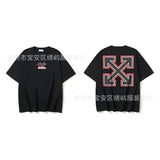 European and american spring/summer ow gradient arrow graphic crew neck short sleeve t-shirt