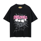 Spder hip hop singer young thug foam letter couple t-shirt pink short